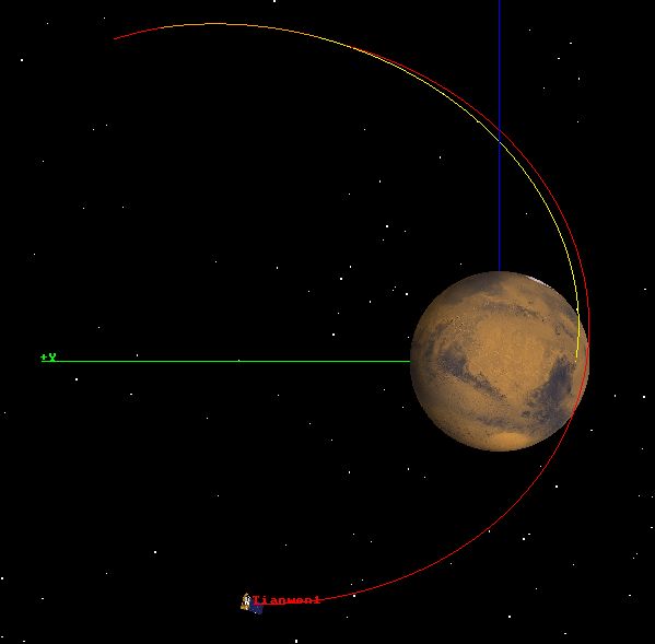 Траектория спуска на Марс, рассчитанная Даниэлем Эстевесом
