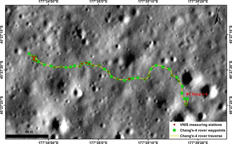 "Юйту-2". Официальная карта движения ровера за девять лунных дней.