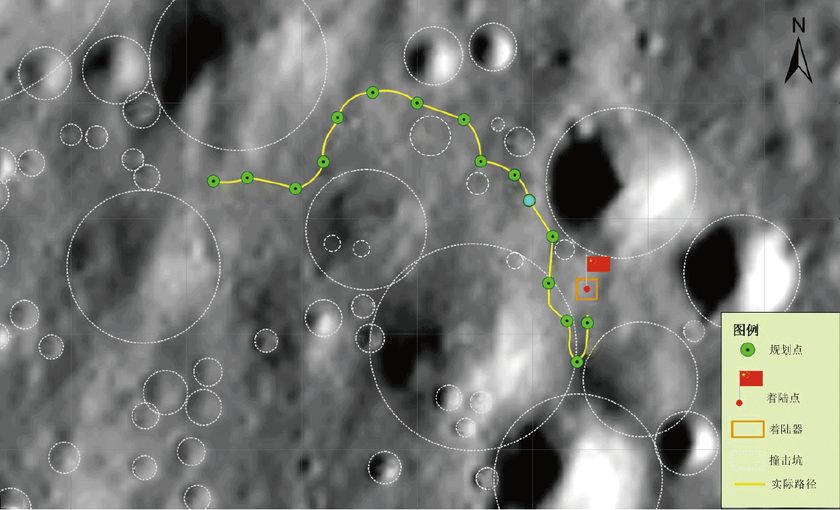 "Юйту-2". Официальная карта движения ровера за два первых лунных дня.