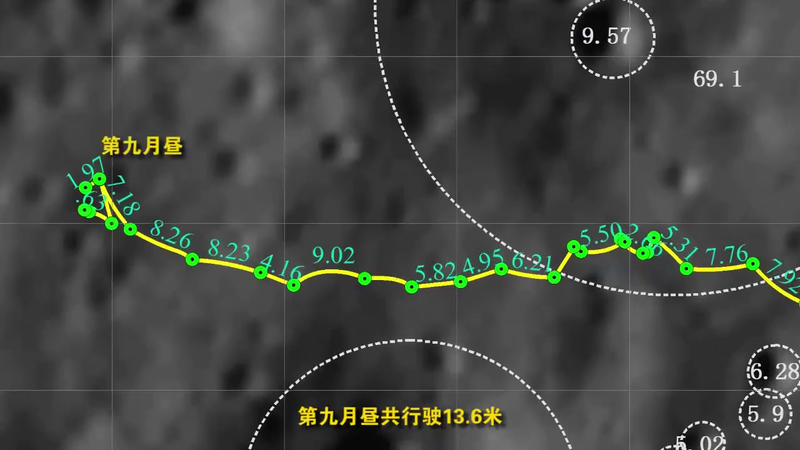 "Юйту-2". Официальная карта движения ровера за девять лунных дней, конечный участок.