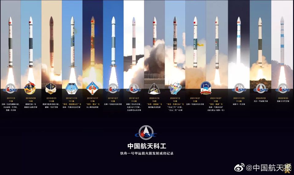 14 успешных ракет KZ-1A в разных вариантах раскраски
