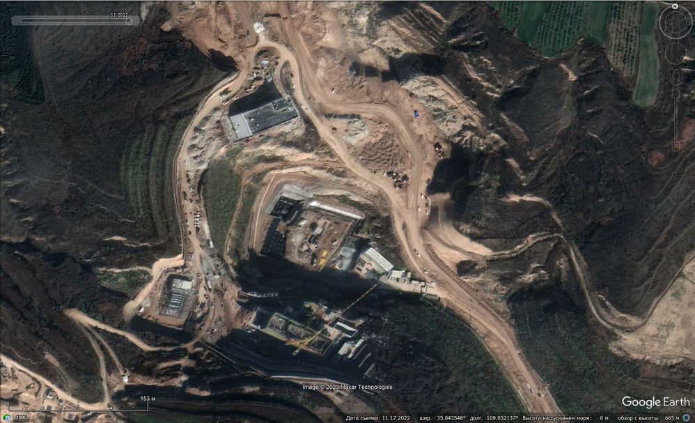 Строительство стенда в Тунчуане, Google Earth