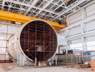 Завершается сборка корпуса вакуумной установки для испытаний корабля «Орел»