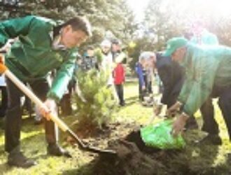 Губернатор Московской области и космонавты посадили деревья в Звездном городке
