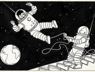 Рисунок с изображением Тинтина в космосе продан на аукционе в Париже почти за €150 тыс.