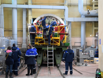 Корабль «Союз МС-23» на заправочной станции