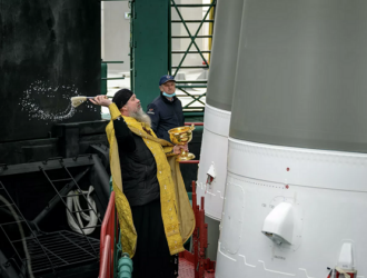 На Байконуре освятили ракету с кораблем «Ю.А. Гагарин»